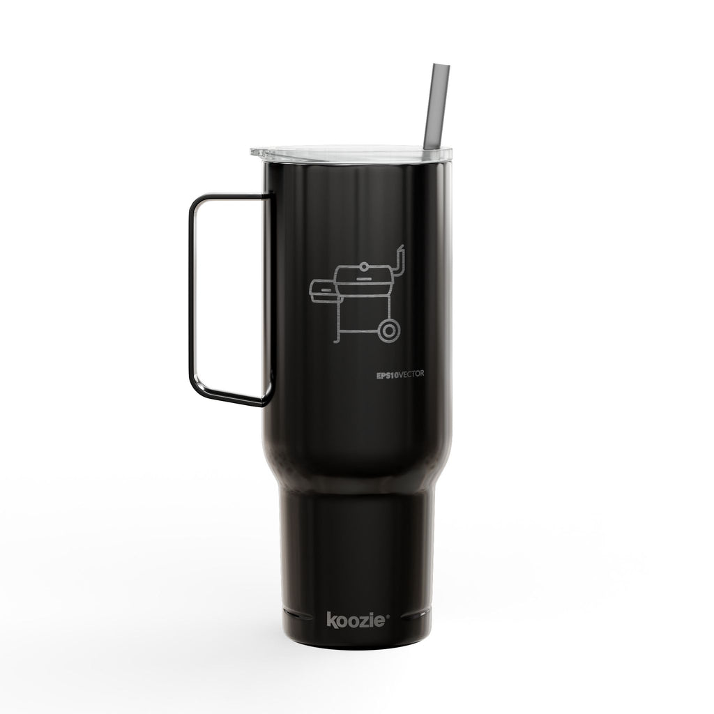 40oz Engraved Tumbler with Lid – BBQ Grill Design, Insulated Travel Cup