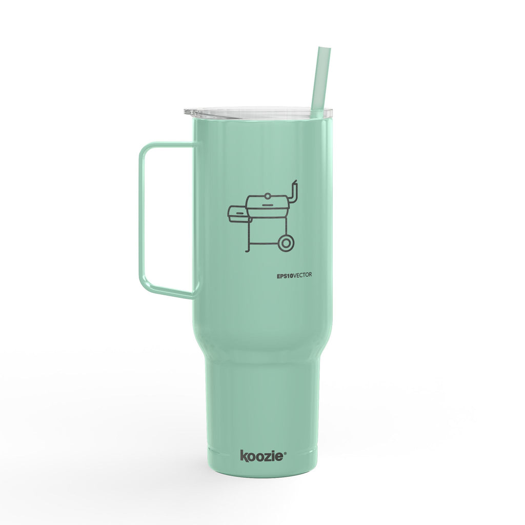 40oz Engraved Tumbler with Lid – BBQ Grill Design, Insulated Travel Cup