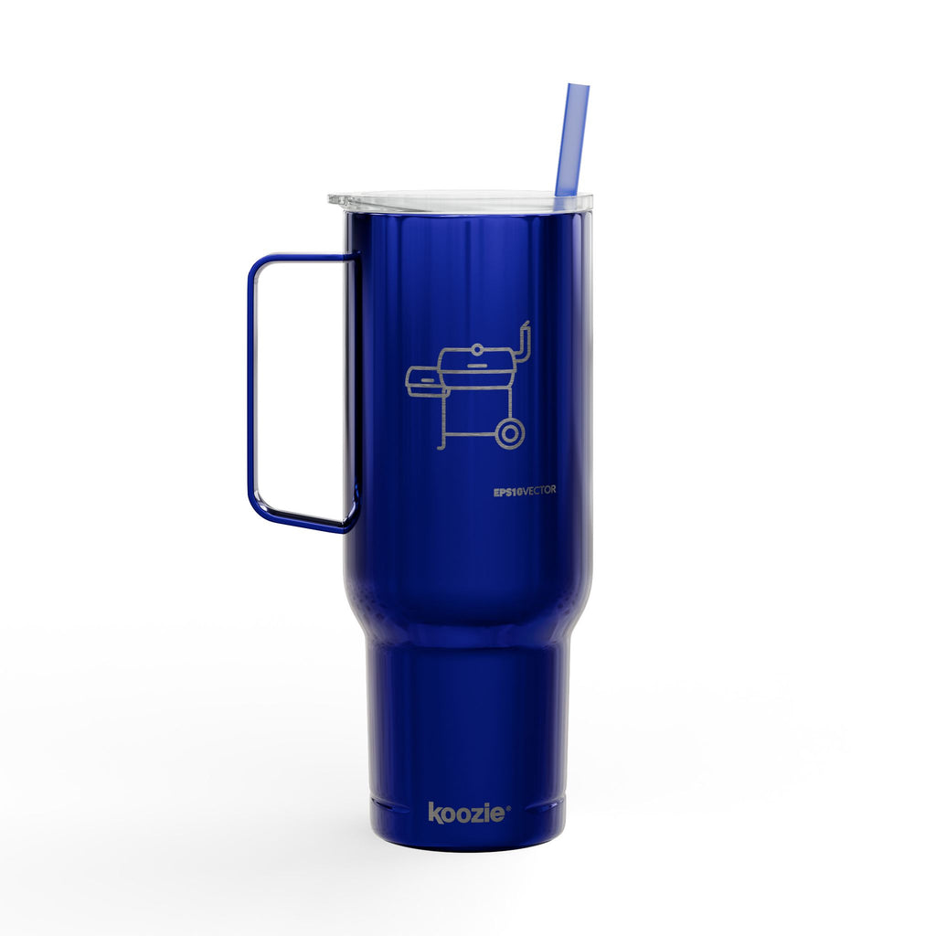 40oz Engraved Tumbler with Lid – BBQ Grill Design, Insulated Travel Cup