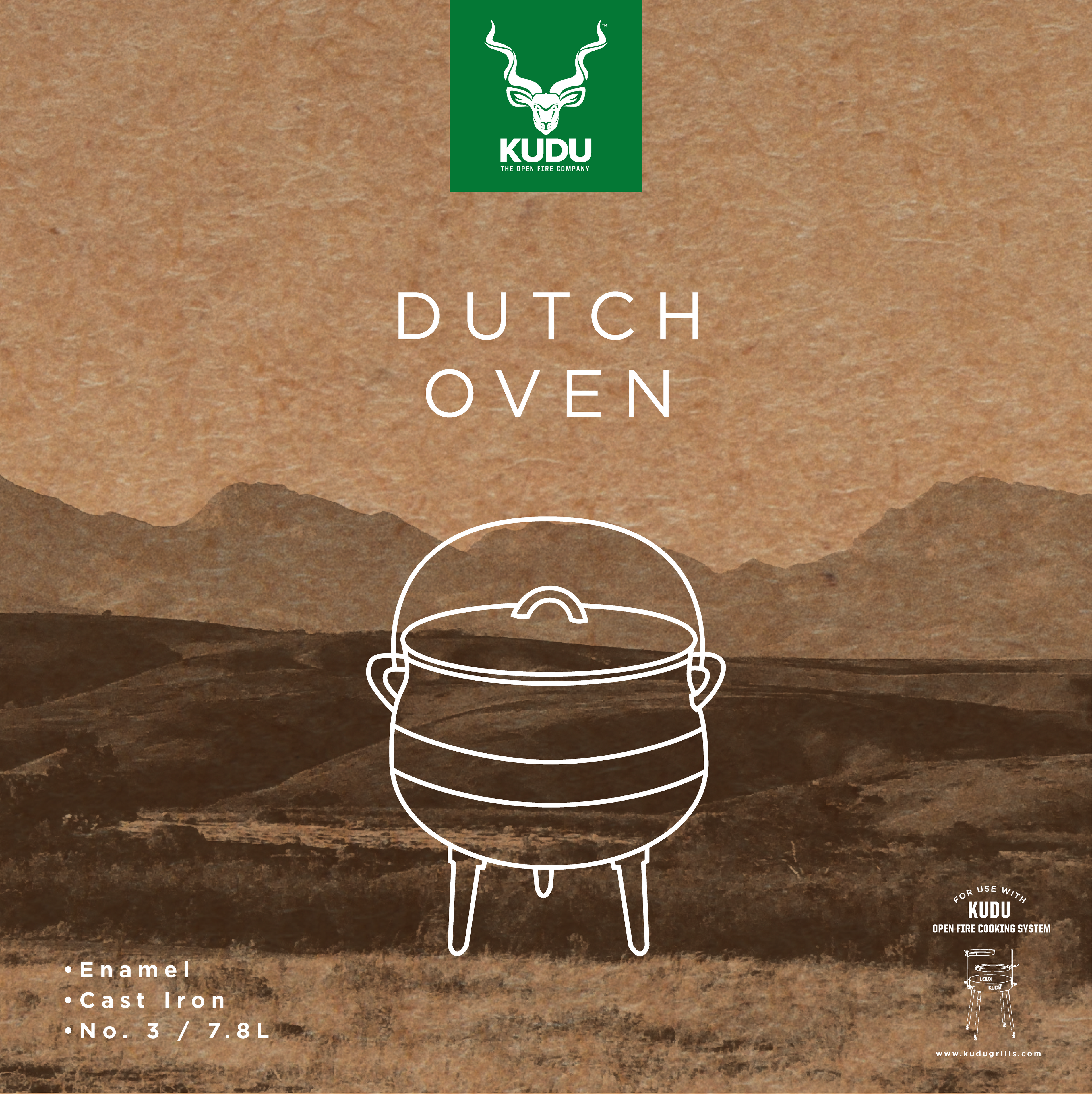 KUDU Enamel Dutch Oven No. 3 Potjie