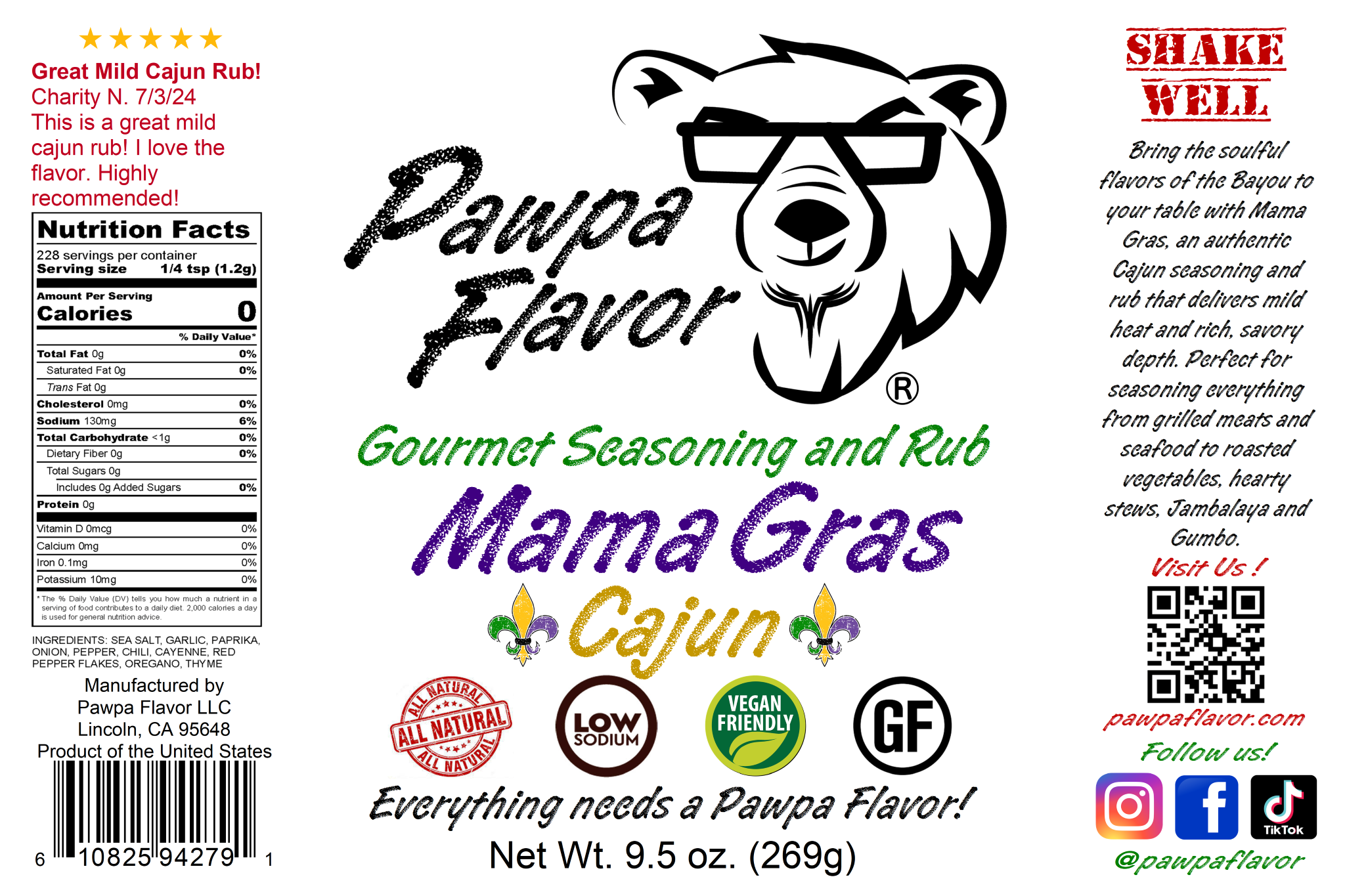 Pawpa Flavor Mama Gras - Mild Cajun