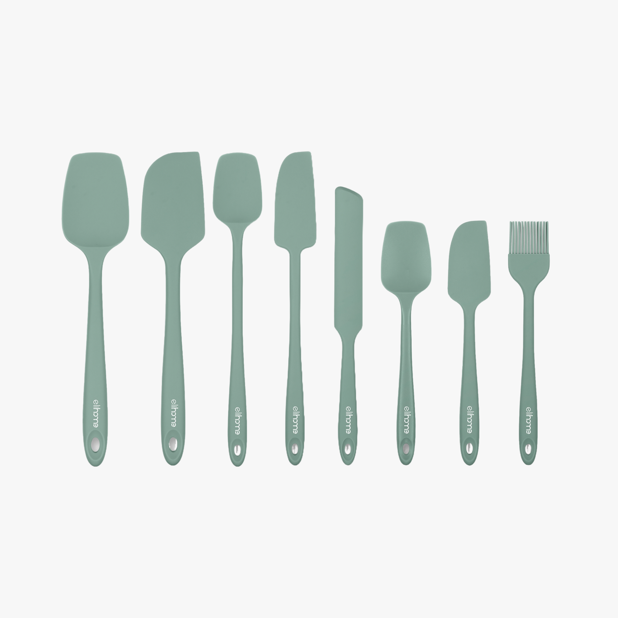 Elihome 8 Piece Silicone Spatula Set - Teal Grey