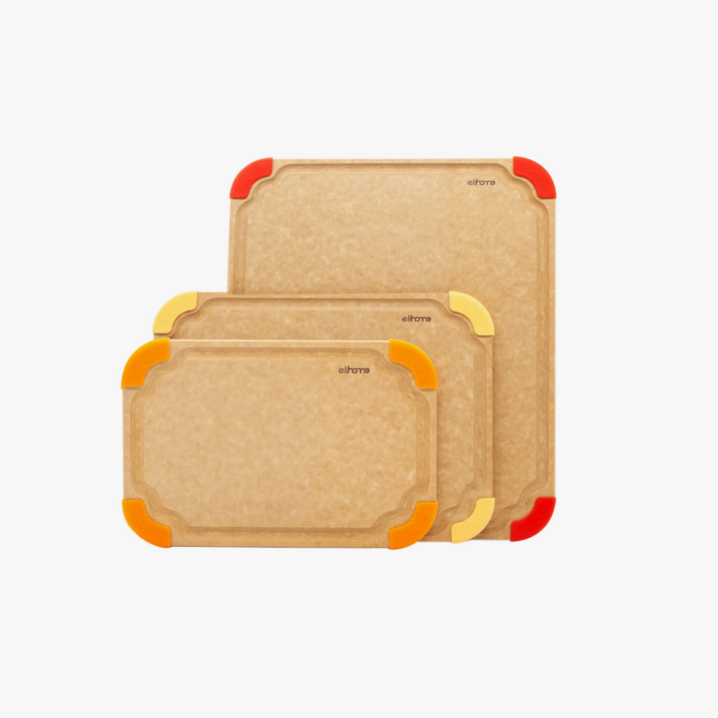 Premium Series 3 Pieces Cutting Board Set - Non Slip & Color Code (S+M+L)