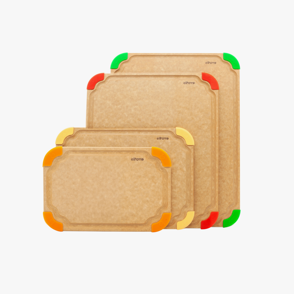 Premium Series 4 Pieces Cutting Board Set - Non Slip & Color Code (S+M+L+XL)