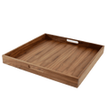 20 x 20 Inch Square Walnut Wood Serving and Coffee Table Tray with Handles