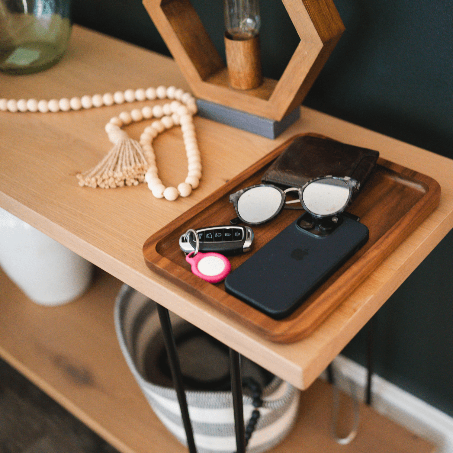 Valet Tray - Catch All Tray - Accessories Organizer - Walnut Wood